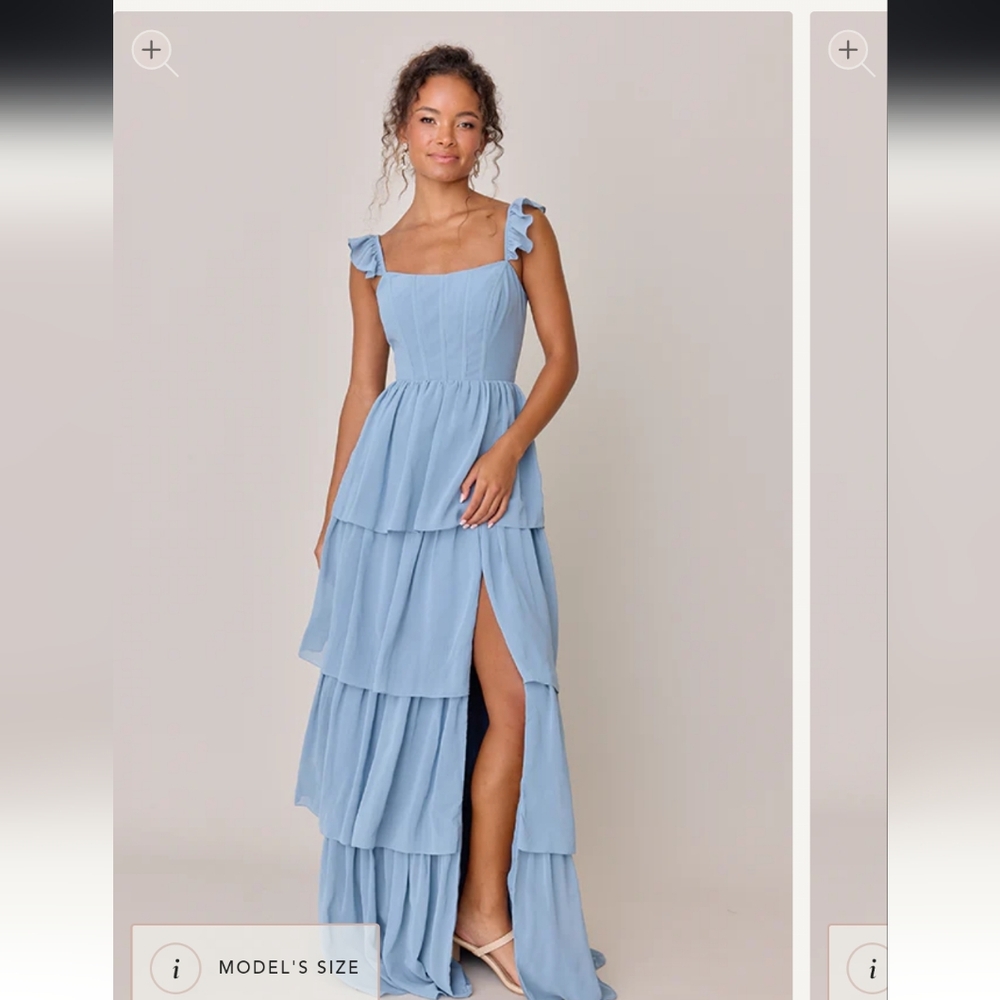 Revelry poppy chiffon dress in light blue